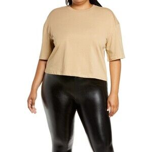 BP. Women's Cool Girl Crop T-Shirt In Beige Nougat Plus Size 1X